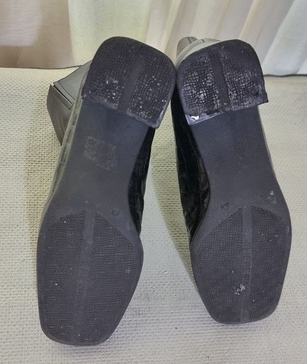 Scarpe da donna: STIEFELETTE Kombination LEDER / LACKLEDER dunkelbraun – Usato da Basel venduto da Mamaree 6