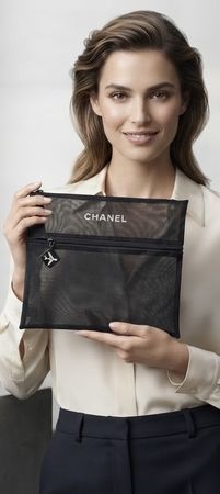 Chanel Black Mesh Pouch Clutch - NEW