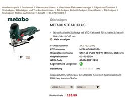 Metabo Pendelstichsäge STE 140 Plus