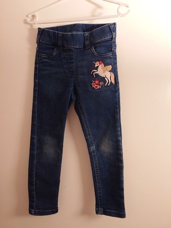 Mädchen Jeans mit Einhorn Motiv, Grösse 104