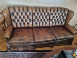 Chesterfield Sofa 3-Sitzer Leder braun gebrauchter Zustand
