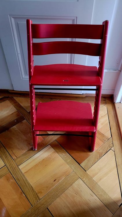 Chaise Enfant Tripp Trapp (Stokke) Peinte En Rouge - Bois - Occasion