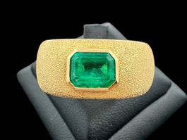 DEMUTH Smaragd Kolumbien 1.5ct Ring 18k Gr 57 Zerti *S2417