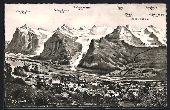 Cartoline postali: Grindelwald, Teilansicht mit Eiger, Mön – Usato da Berlin venduto da bartko-reher