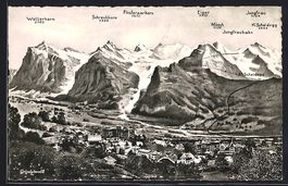 Grindelwald, Teilansicht mit Eiger, Mön