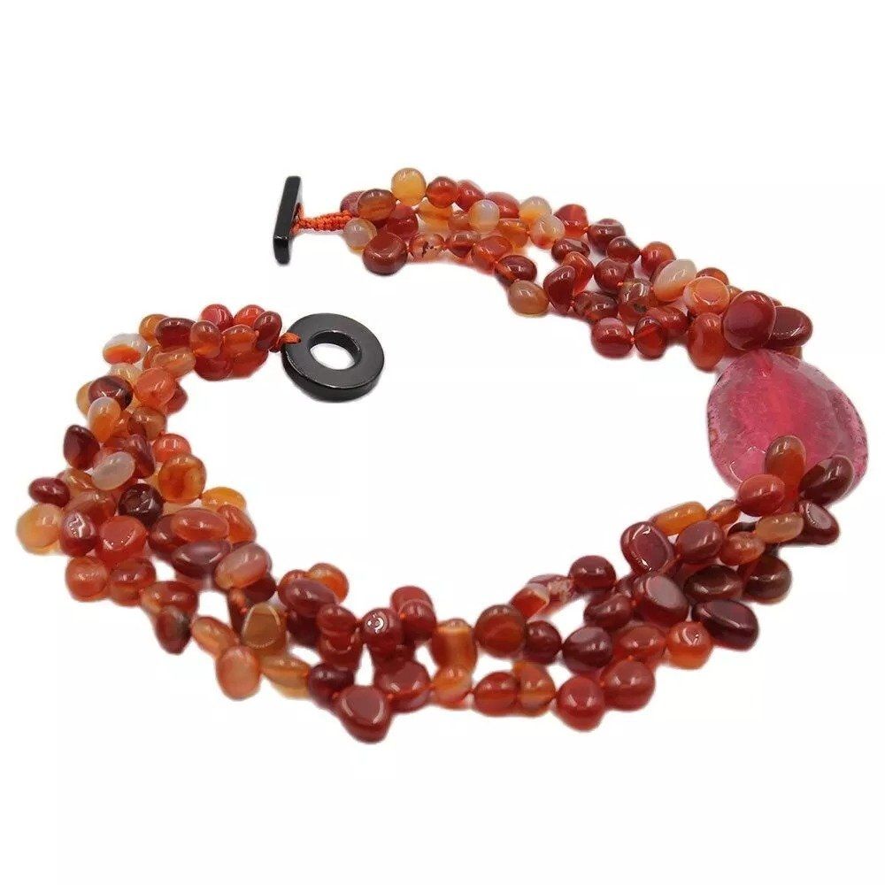 Catenine: Karneol 3 Strang Achat Edelsteinkette Collier Cornaline – Nuovo (secondo la descrizione) da Prilly venduto da ilyria73 4