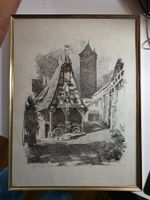 Lithografie Druck Handabzug sign. Rothenburg ob der Tauber