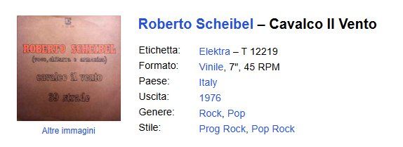 Schallplatten: Roberto Scheibel - Cavalco il vento - Vinyl, 7", 45 RPM – Gebraucht aus Pambio Noranco von TREBORLOP 1