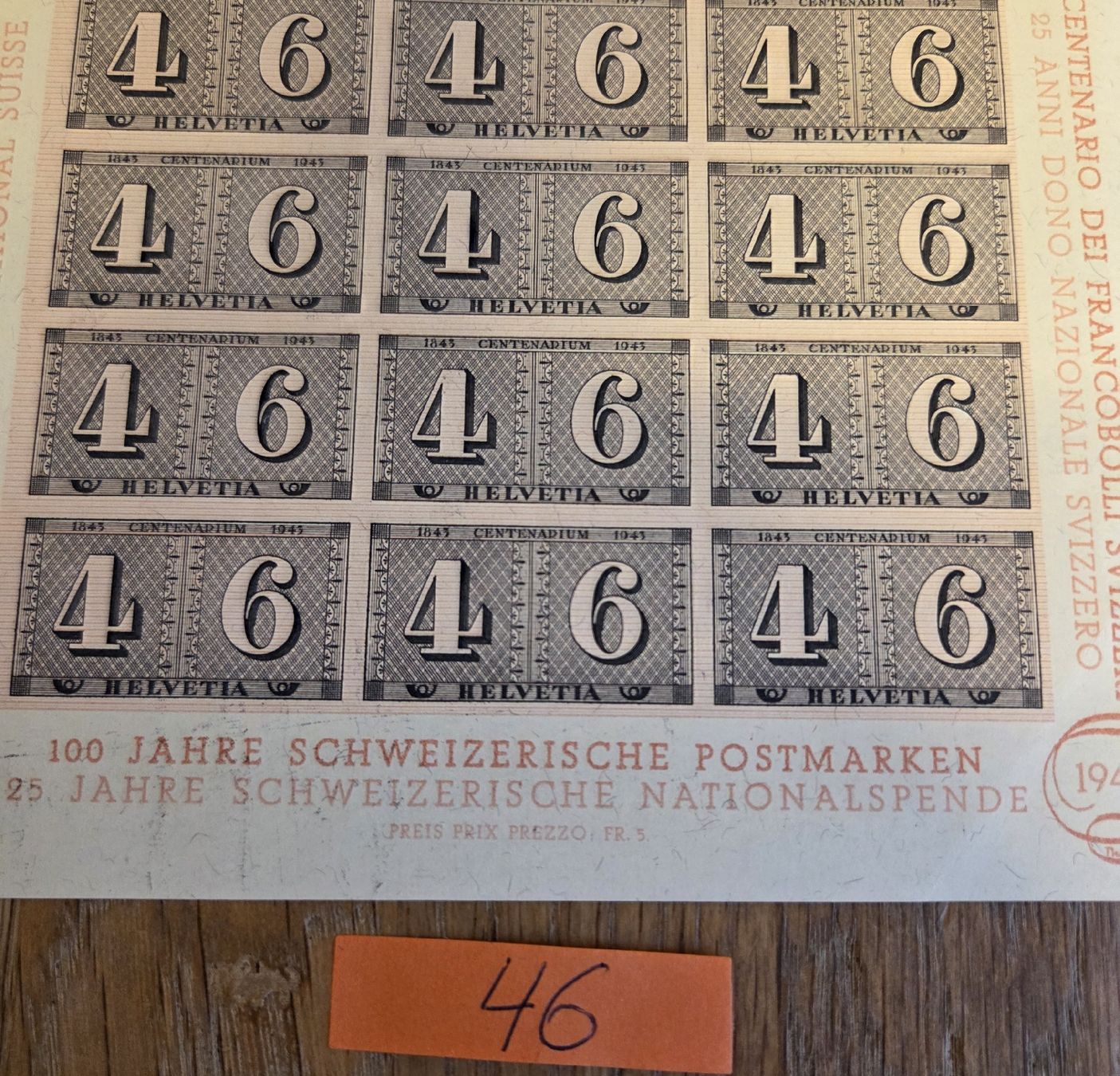Tutti i francobolli: Briefmarken-Block Postfrisch 1943, Top.. – Usato da Stans venduto da Ducati16
