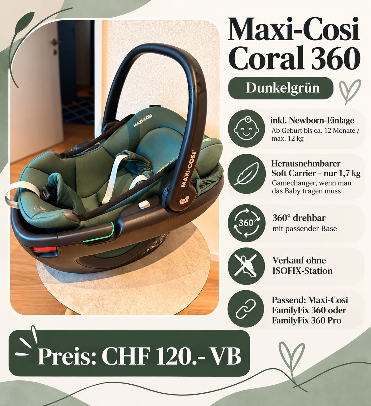 Maxi-Cosi Sièges auto: Maci Cosi Coral 360 – D'occasion à Dällikon par Marikusha