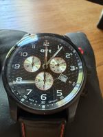 GTI Chronograph Armbanduhr Leder schwarz full set ca. 45mm