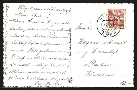 Cartoline postali: AK Hirzel, Ortsansicht, 1947 – Usato da Berlin venduto da bartko-reher 1