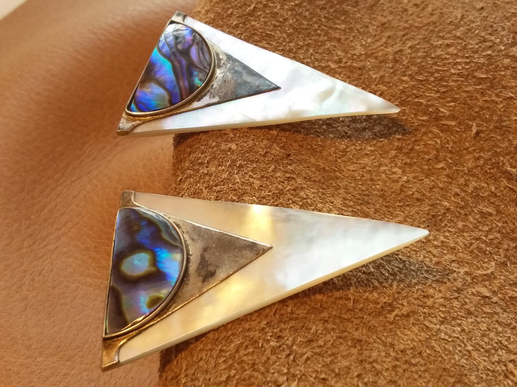 Orecchini pendenti & Orecchini a lobo: Vintage Silber Perlmutt Abalone Ohrstecker – Usato da Zürich venduto da gutsan 9