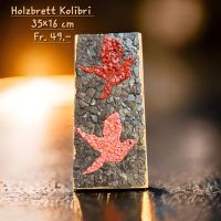 Buntes Holzbild Kolibri Handgefertigtes Unikat