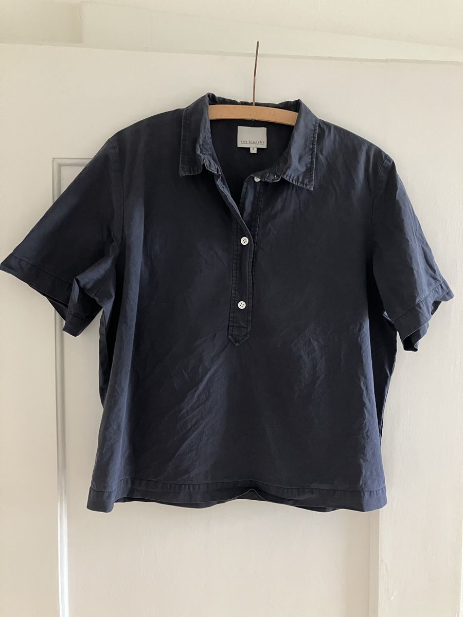 Camicette: 100% Cotton Shirt in Navy Blue – Usato da Zürich venduto da emka00