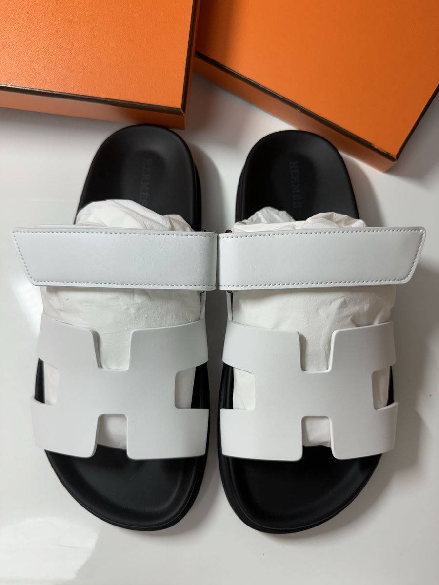 Hermès Scarpe da donna: Hermès Chypre Sandals Size 38.5 White Leather – Nuovo e nell'imballaggio originale da Genève venduto da Lux_trend26 9