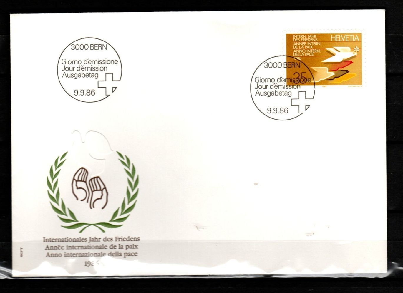 Tutti i francobolli: 1986 - FDC / Werbemarke - Int. Jahr des Friedens – Usato da Schaffhausen venduto da poststamp