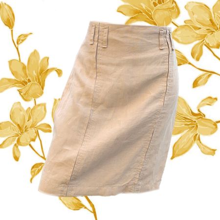 Beiger Midirock 100%Leinen