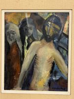 Vintage signiertes expressionistisches Ölgemälde - Gerahmte