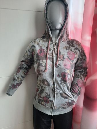 Grauer Blumen-Hoodie, Grösse M – Perfekt für den Frühling!