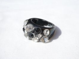 Ring, Metall und Strasssteine, Modeschmuck, Gr. 55 (17.5mm)