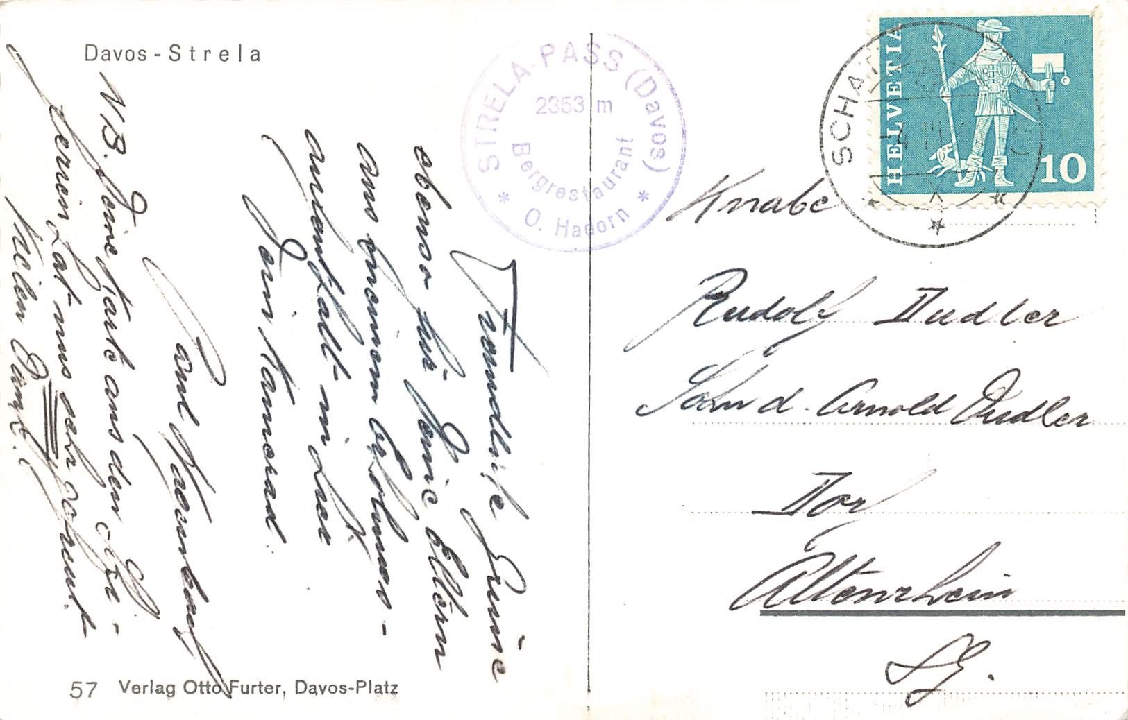 Cartoline postali: Davos strela – Usato da Biasca venduto da Blenio71 1