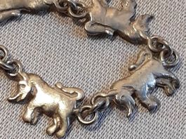 Feines Sterling Silber Nashorn/Elefanten Armband