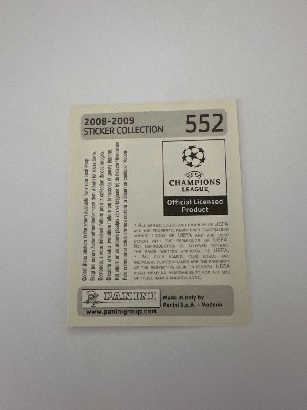 Panini Carte collezionabili: Panini UEFA Champions League 2008-2009 - Nr. 552 – Usato da Sulz AG venduto da DealWerk 1