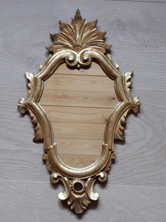 Antiker Wandspiegel Mit Kleeblattform - Weißer Holzrahmen, Shabby Chic
