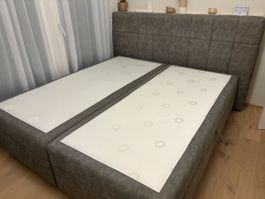 Boxspringbett grau 180x200