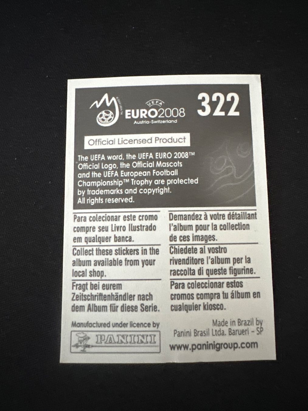 Panini Carte collezionabili: Panini UEFA EM 2008 Sticker - Nr. 322 – Usato da Sulz AG venduto da DealWerk 1
