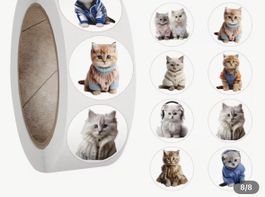 Kleber Siegel Etikett Katzen 100 Stück neu 