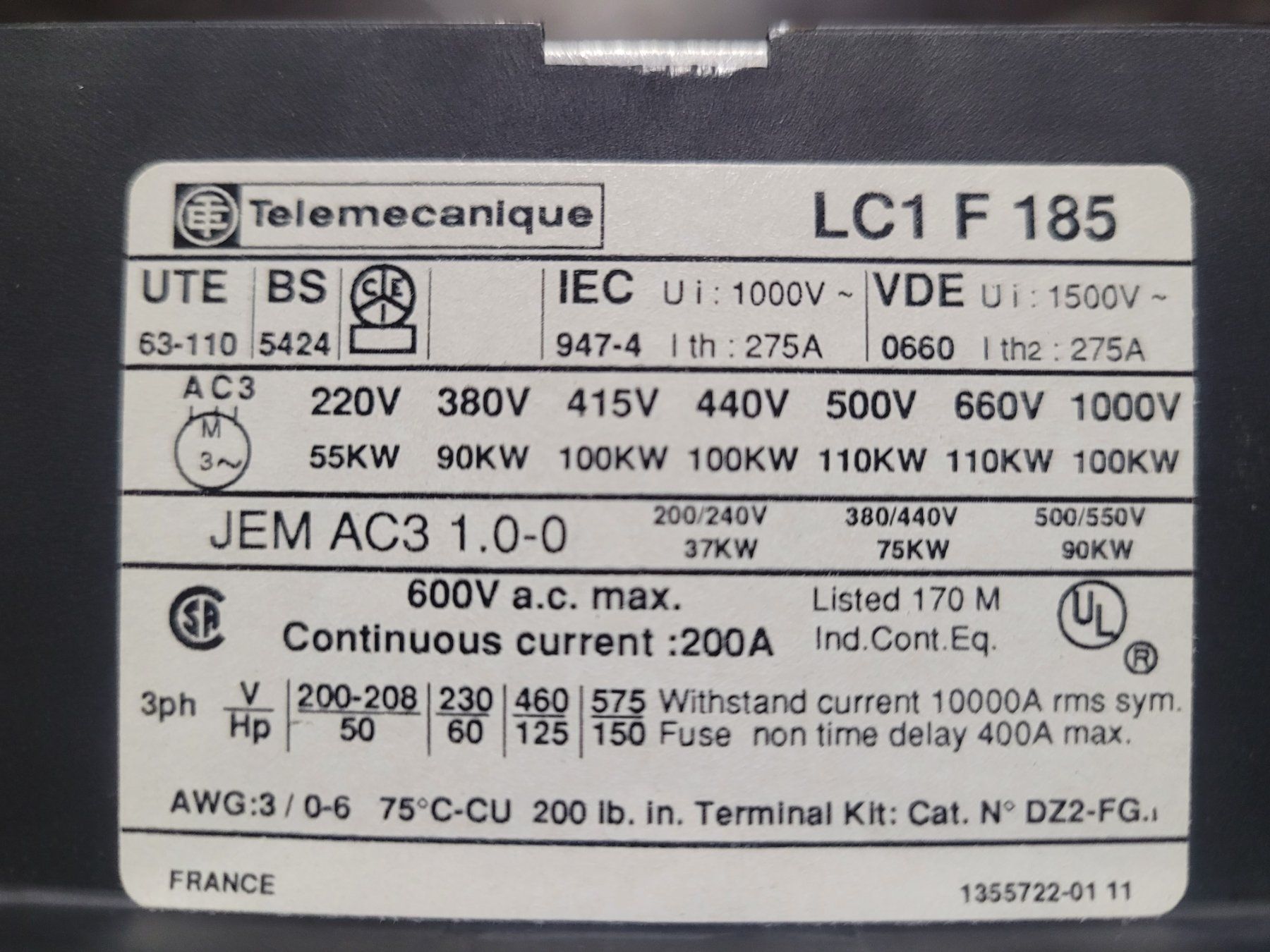 Interruttori: Telemechanique LC1F185 Schütz – Usato da Vitznau venduto da Vitznau84 3