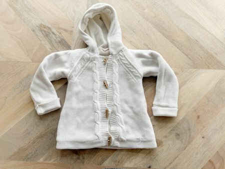 Warm gefütterte Strickjacke Gr. 98, weiss