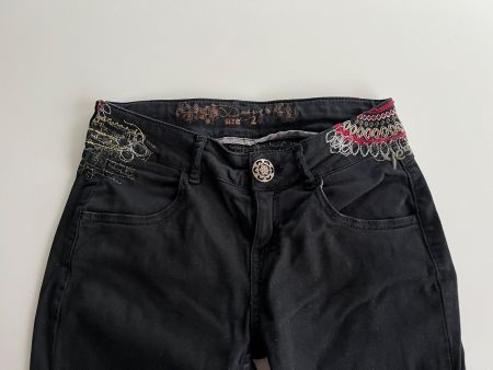 Desigual Slim-Fit Jeans mit Stickereien - Size 24 - schwarz