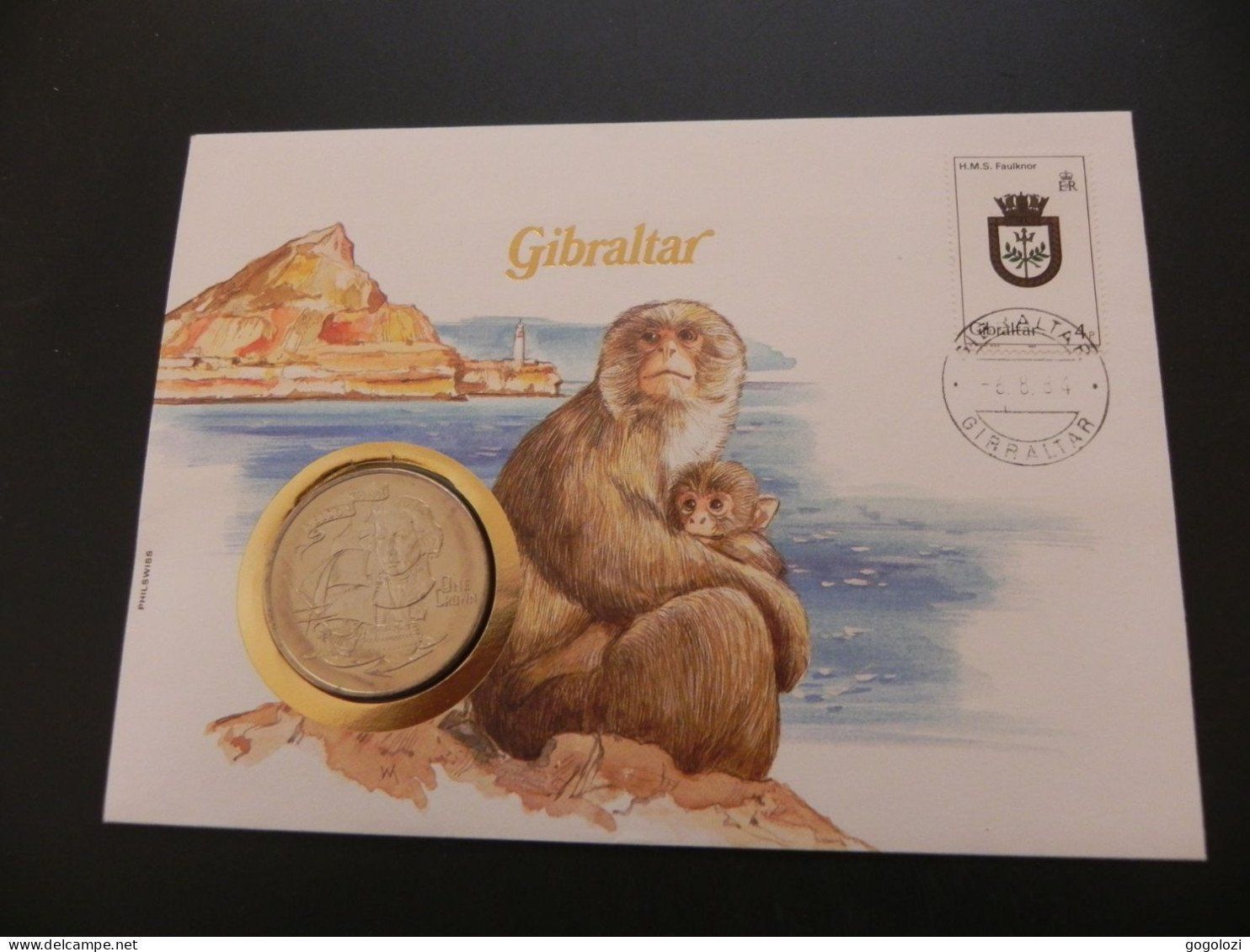 Alle Münzen: Münzbrief Gibraltar 1 Crown 1980 - General Nelson – Gebraucht aus Biel/Bienne von Gogolozi