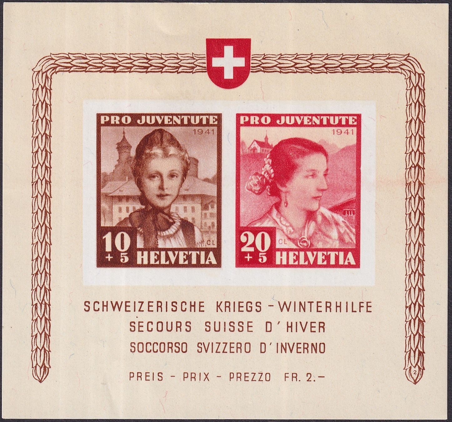 Alle Briefmarken: 1941, J98I+J99I Winterhilfe-Block ** postfrisch, Kat: 130.-+ – Gebraucht aus Sursee von Luzernerraute