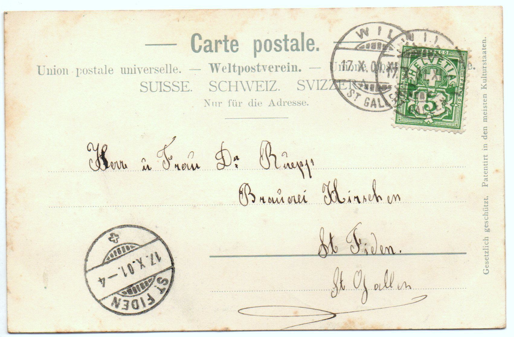 Cartoline postali: Präge-/Relief-AK WIL Hauptansicht – Usato da Jona venduto da philajona 1