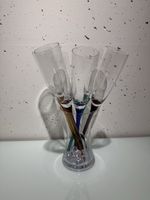 6 Champagner Flöten Gläser mit Vase, neuwertig!