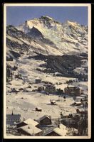 AK Wengen, Winterpanorama mit Hotels und Jungfrau
