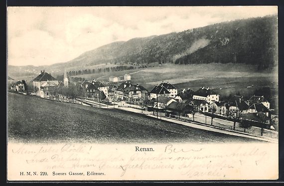 Cartes postales: AK Renan, Teilansicht mit Strassenpartie – D'occasion à Berlin par bartko-reher
