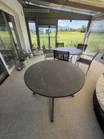 Runder Gartentisch Metall dunkelgrau Klappbar