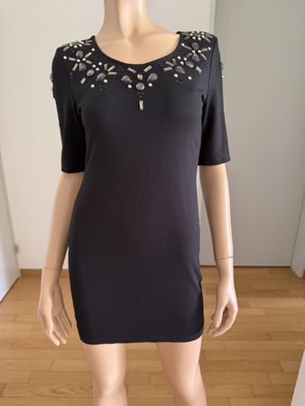 Schwarzes H&M Kleid Gr. 38 mit Schmucksteinen Minikleid