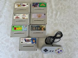 Lot de 7 jeux SNES et 1 manette, occasion