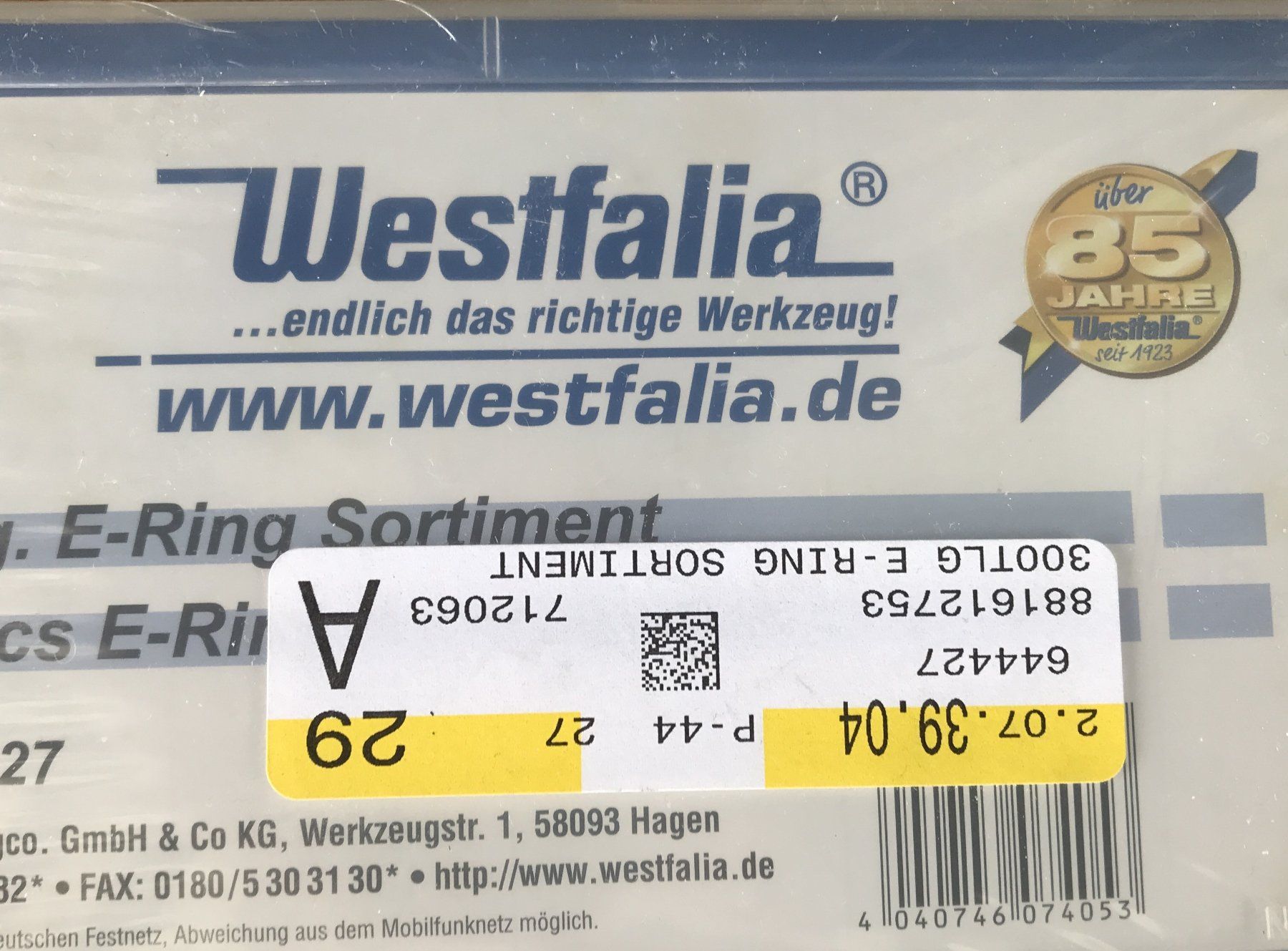 Westfalia Tutti gli attrezzi: WESTFALIA 300TLG. E-RING SORTIMENT NEU UND ORIGINALVERPACKT – Nuovo e nell'imballaggio originale da Ostermundigen venduto da Wyatt-Earp 1