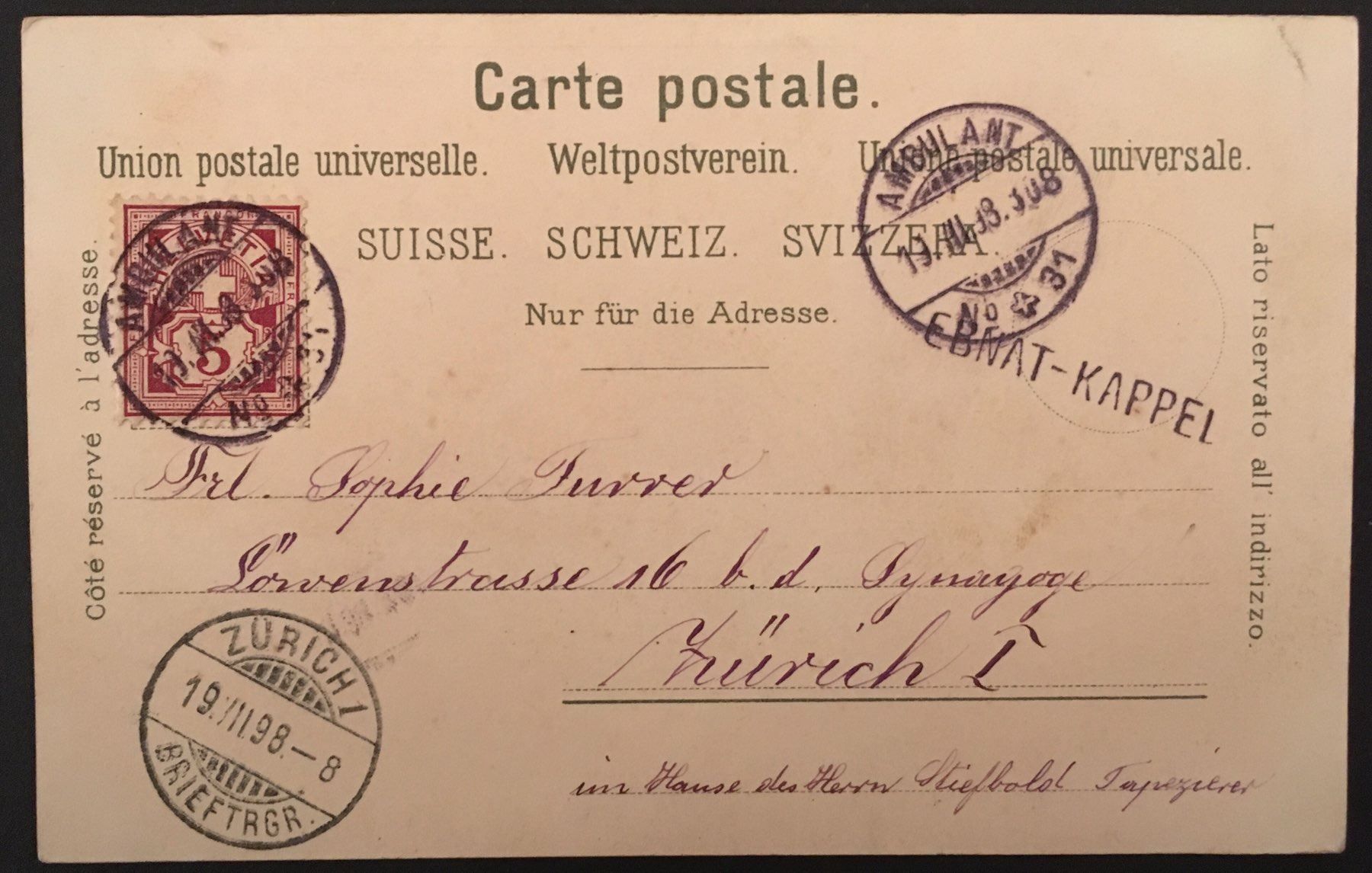 Cartoline postali: Gruss aus den Bergen 1898 – Usato da Kreuzlingen venduto da Rschweiz1 1