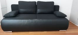 Bettsofa schwarz Stoff mit Stauraum