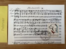 AK mit Briefmarke von Franz Schubert / Liechtenstein
