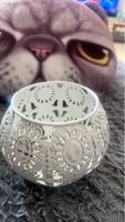 Windlicht Metall Weiss Vintage Look - Romantische Deko