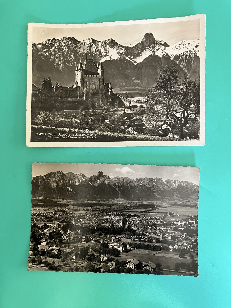 Cartes postales: 2 alte Ansichtskarten Thun mit Stockhornkette ca. 1940 – D'occasion à Bauma par Baumer71